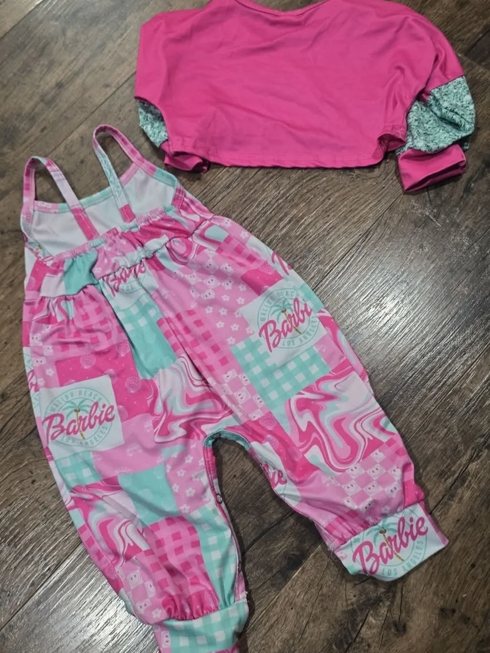 Barbie Pink & Aqua Kids Two-Piece Outfit